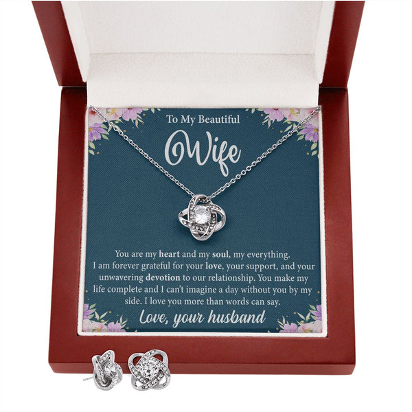 LOVE KNOT NECKLACE+EARRINGS WIFE Heart and Soul
