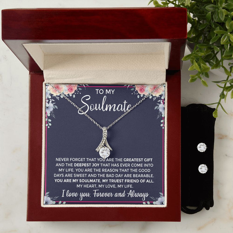 ALLURING BEAUTY NECKLACE+EARRINGS SOULMATE Never Forget